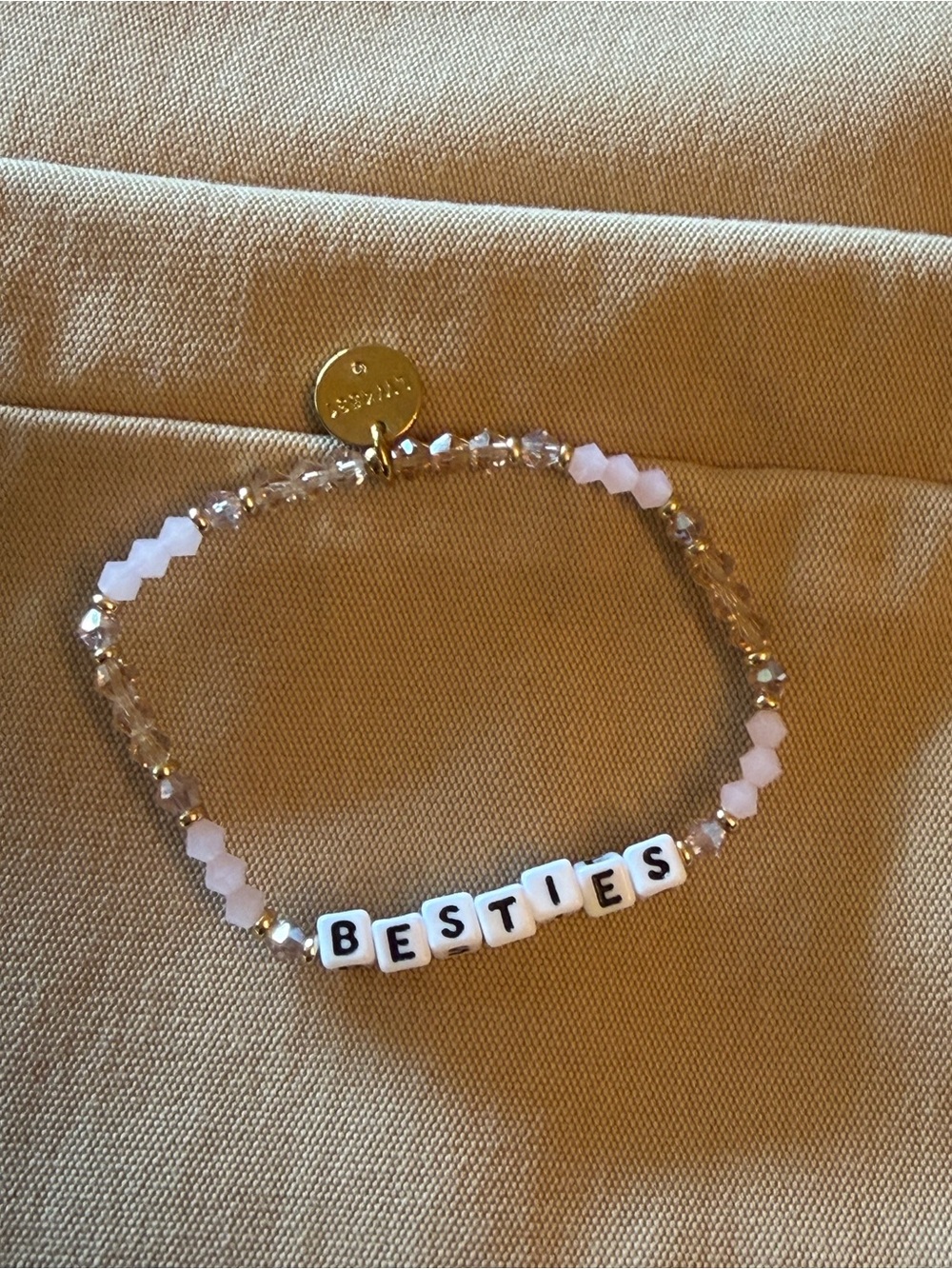BESTIES Pink & Gold Beaded Friendship Bracelet - Picture 2 of 2